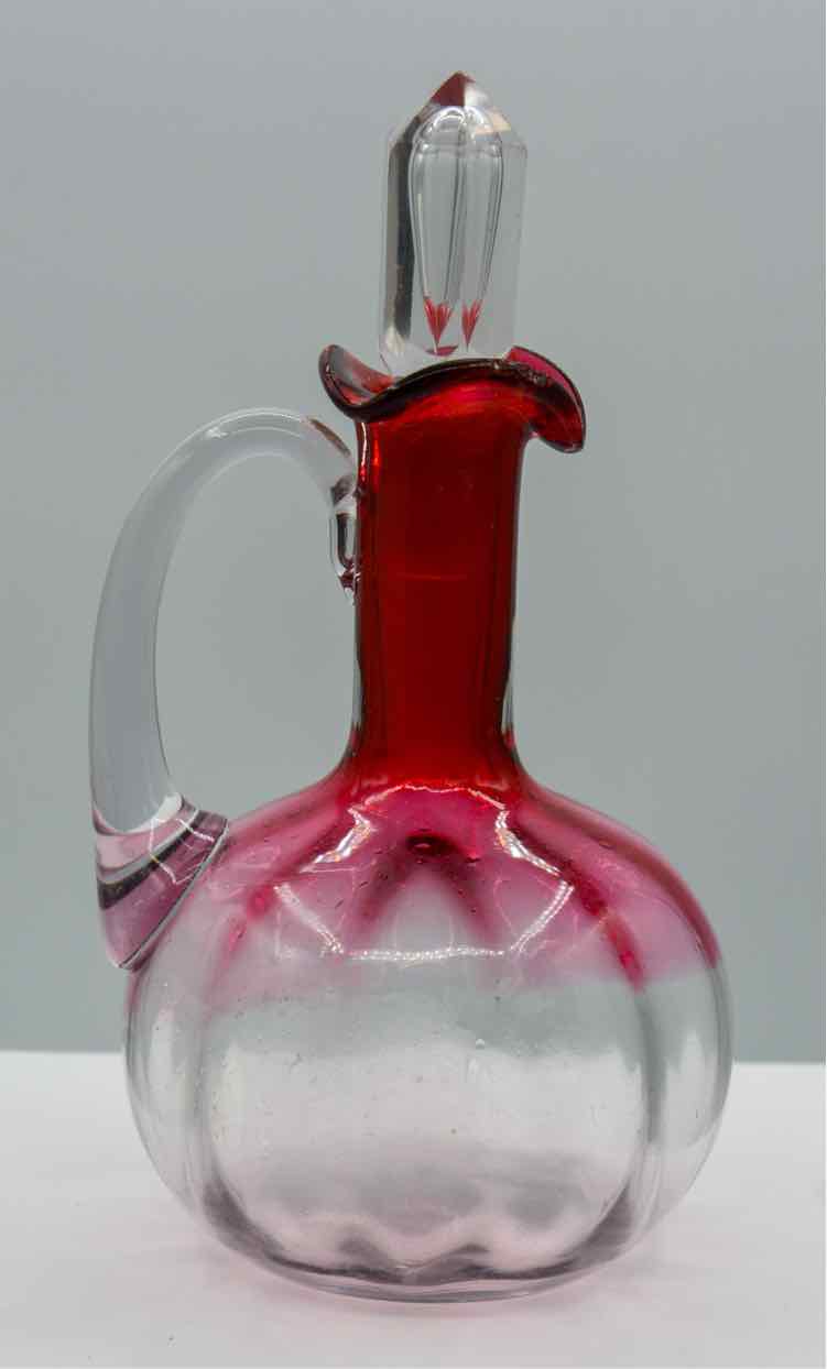 Small Glass Red Cranberry Decanter