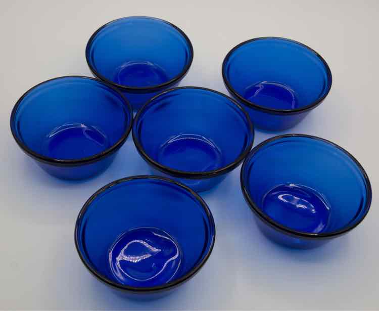 6 Cobalt Blue Small Bowls