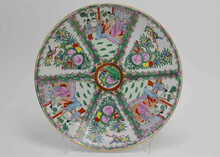 Stamped Chinese Qing "Rose Medallion" Platter