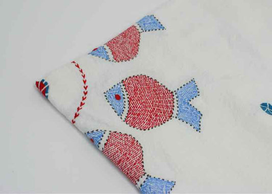 Vintage Embroidered Nakshi Kantha Textile Linen