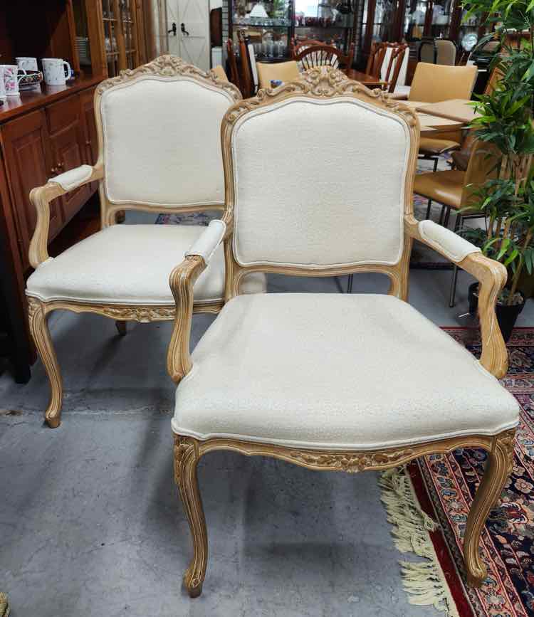Pair of Drexel Cream Leopard Arm Chairs