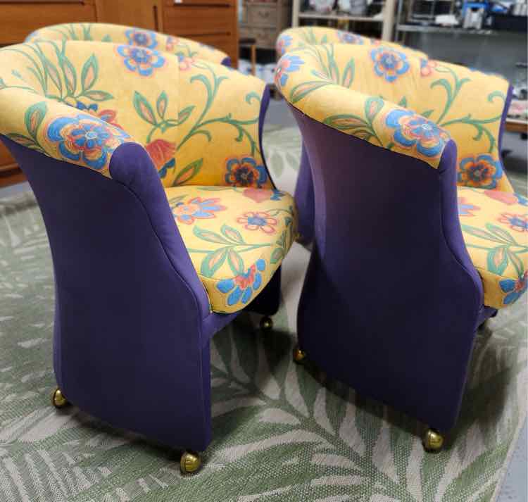 4 Carson Purple & Yellow Chairs