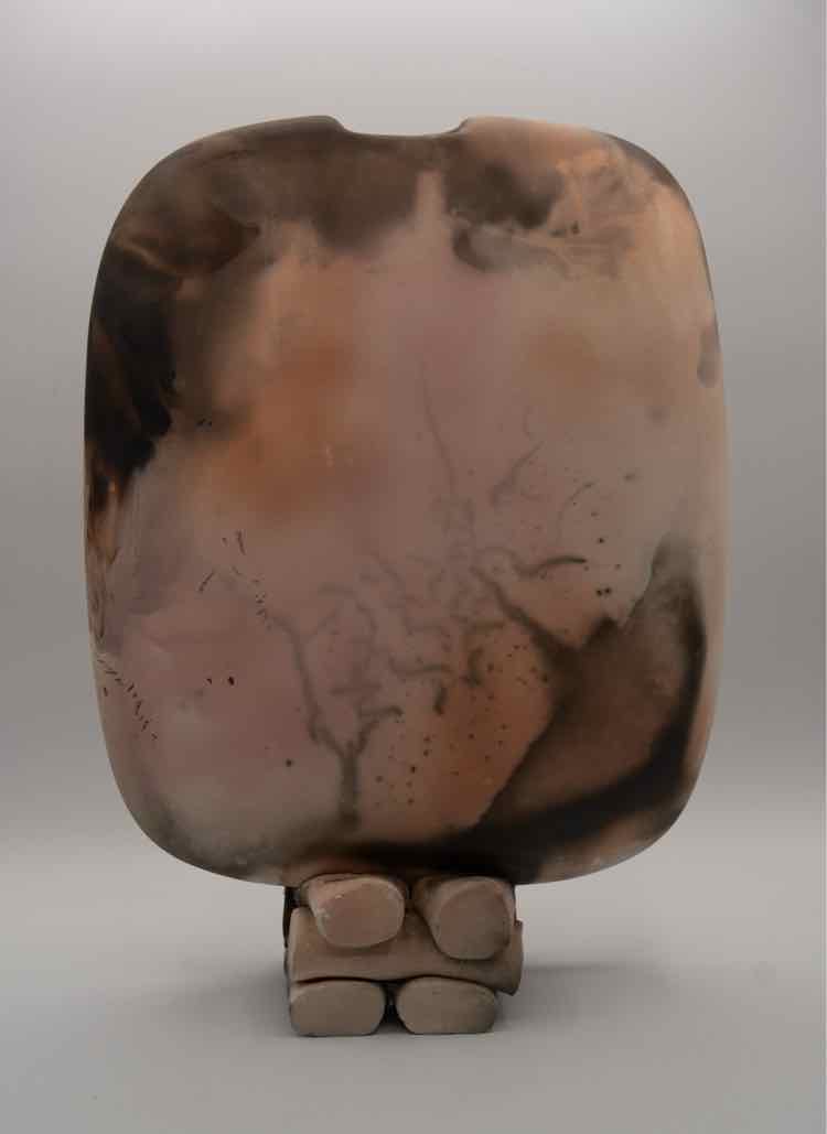 Sawdust Fired Pink Ceramic Sculpture 'as is'
