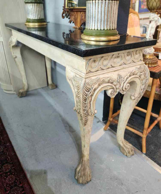 Black Stone Inlaid Clawfoot Table
