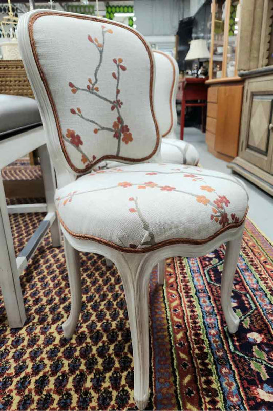 White Flower Pattern Chairs