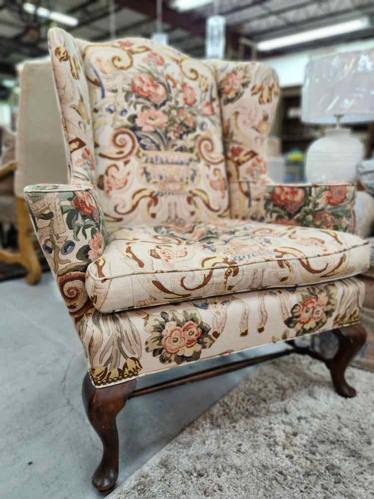 Floral Wing Back Chair