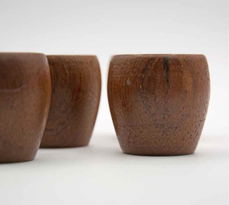 6 Mid Century Wood Cups