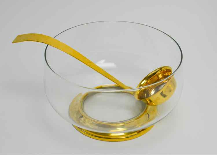 24K Goldplated&Glass Punchbowl&Ladle