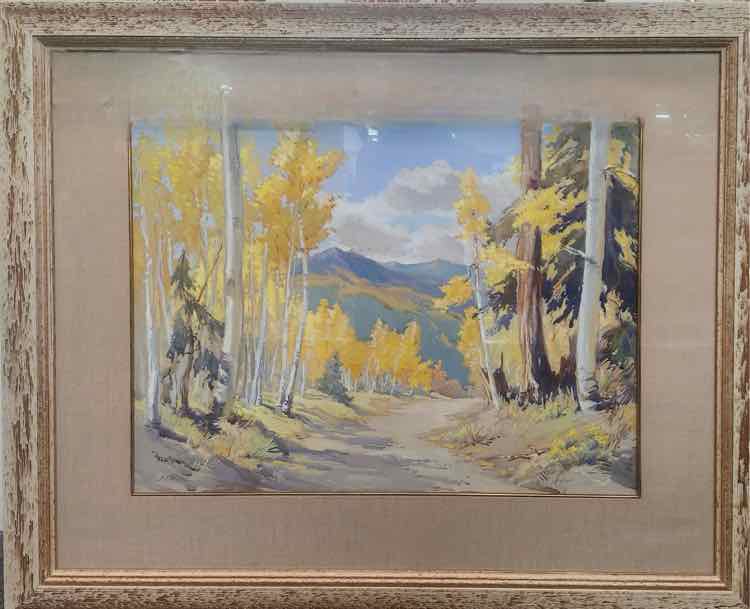 Art 'Fall Road in the Rockies' Watercolor
