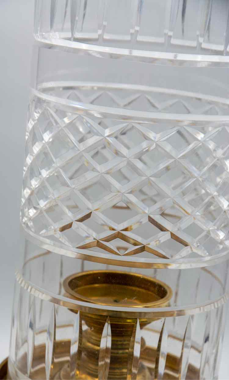 Crystal & Brass Hurricane Candleholder