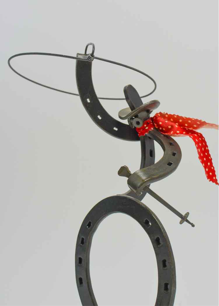 Horseshoe Cowboy on Skis w/Lasso