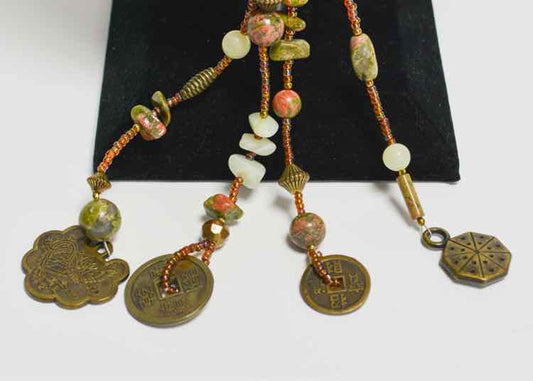 Unakite and New Jade Asian Style Necklace