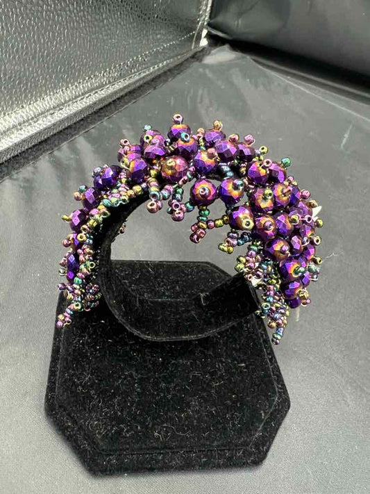 Crocheted Iridescent Purple Bead Bracelet