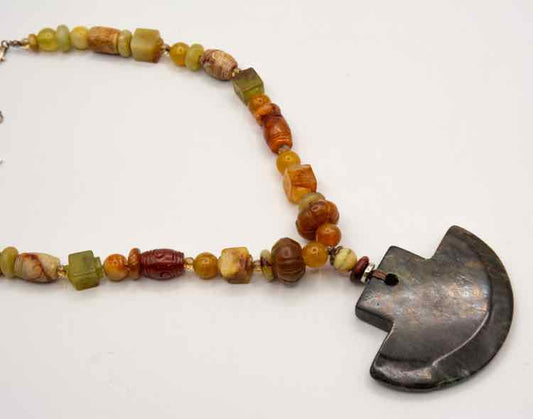 Stone Bead Necklace w/ Pendant