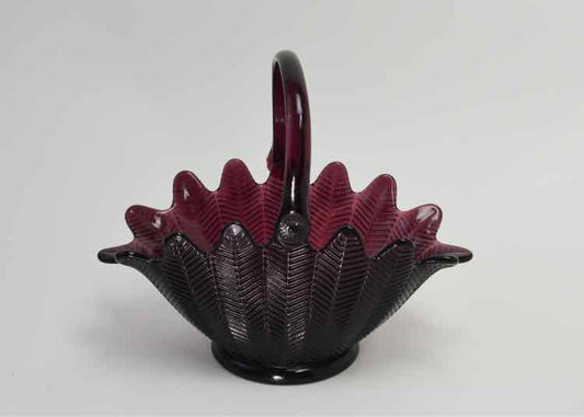 L.E.Smith Black Amethyst Glass Fern Basket