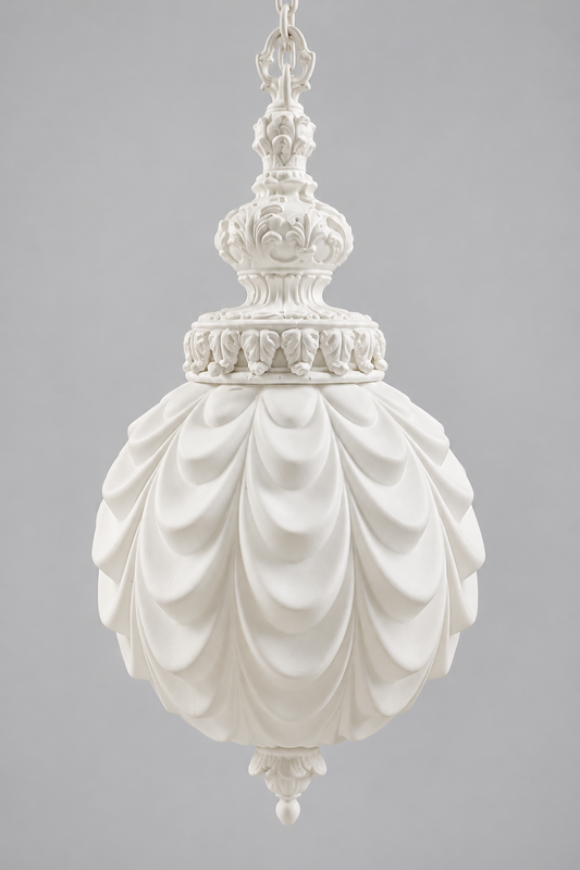 Vtg. White Drape Pendant Light