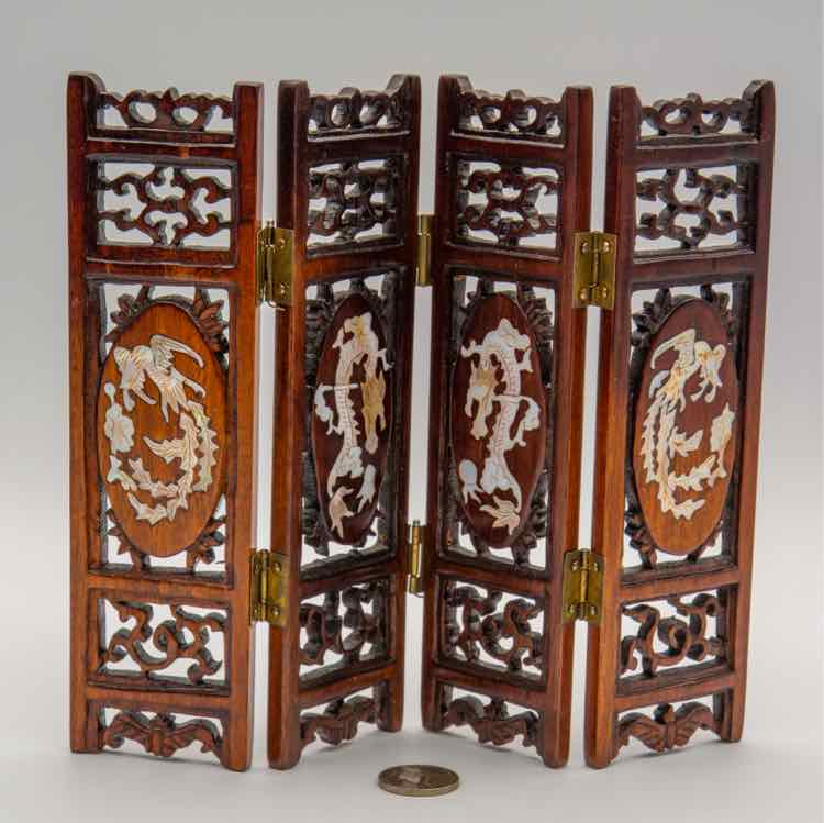 Miniature Antique China Table Screen