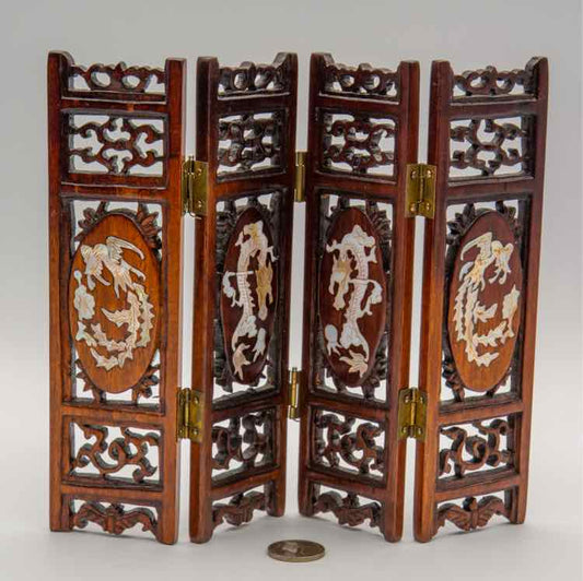 Miniature Antique China Table Screen