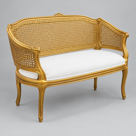 French Gold Cane Settee