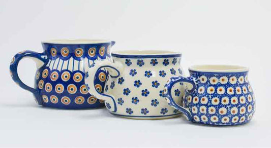Authentic Polish Pottery 3pc Pitcher Set