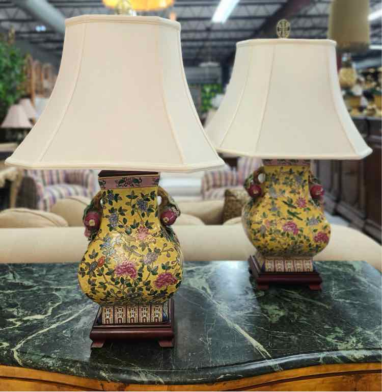 Pair of Floral Lamps