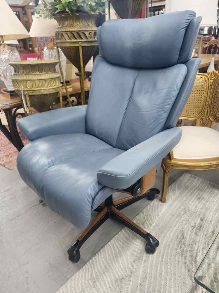 Slate Blue Leather Stressless by Ekorness Desk Chair