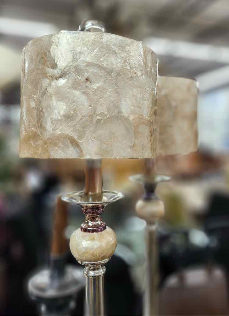 Pair of Silver & Shell Uttermost Lamps