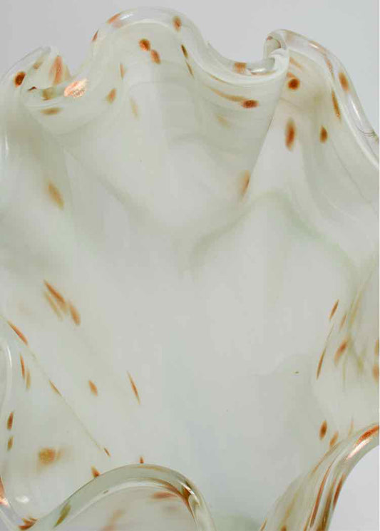 Murano-Style White/Gold Fluted Vase