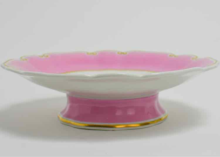 H&J Gardner 19th c. Pink Porcelain Pedestal Plate
