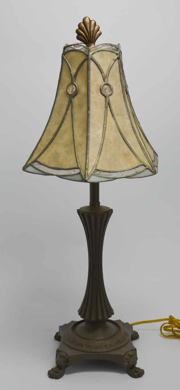 Capiz Lamp w/ Stained Glass Shade