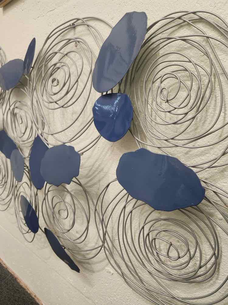 Silver & Blue Metal Abstract Wall Art
