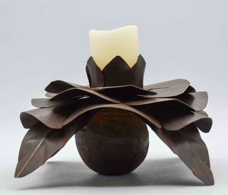 Jan Barboglio Forged Iron Lotus Candleholder