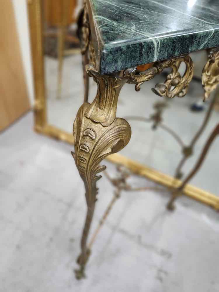 Antique Triangle Marble Top End Table