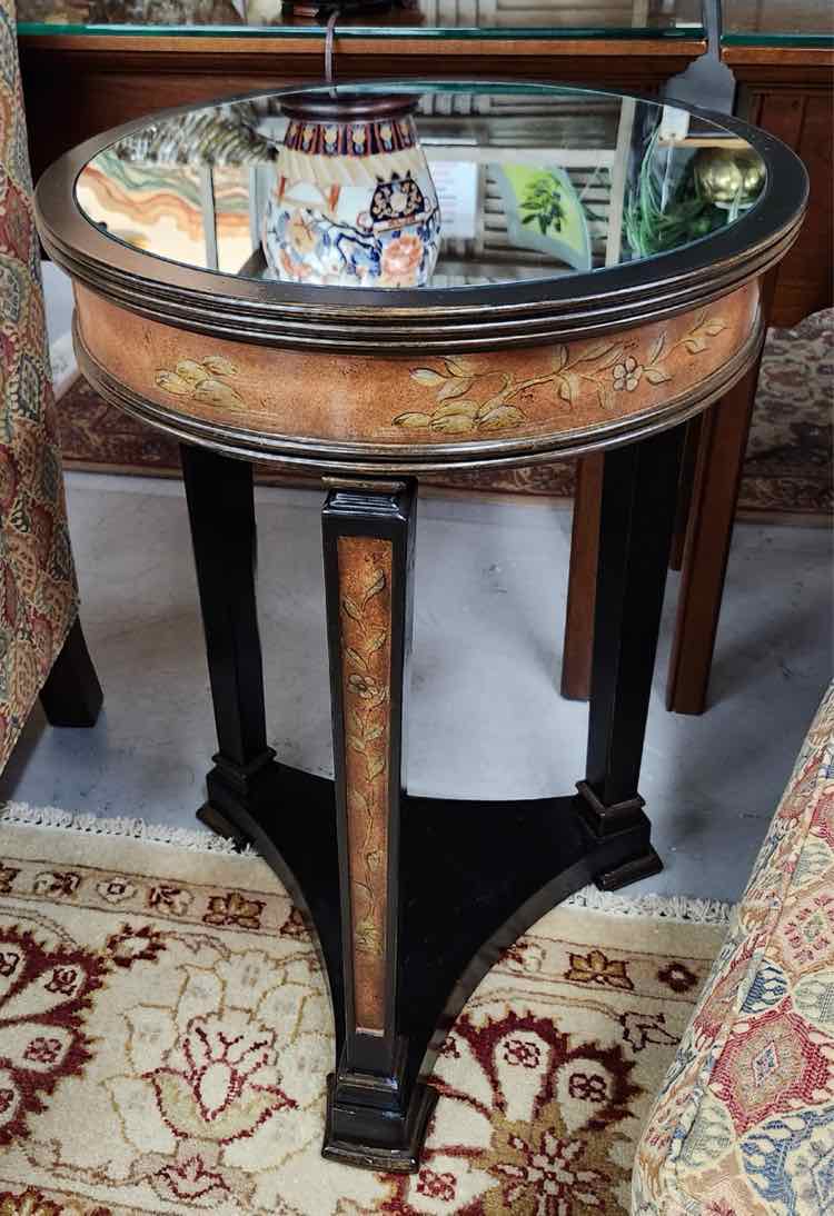 Round Hand Painted End Table