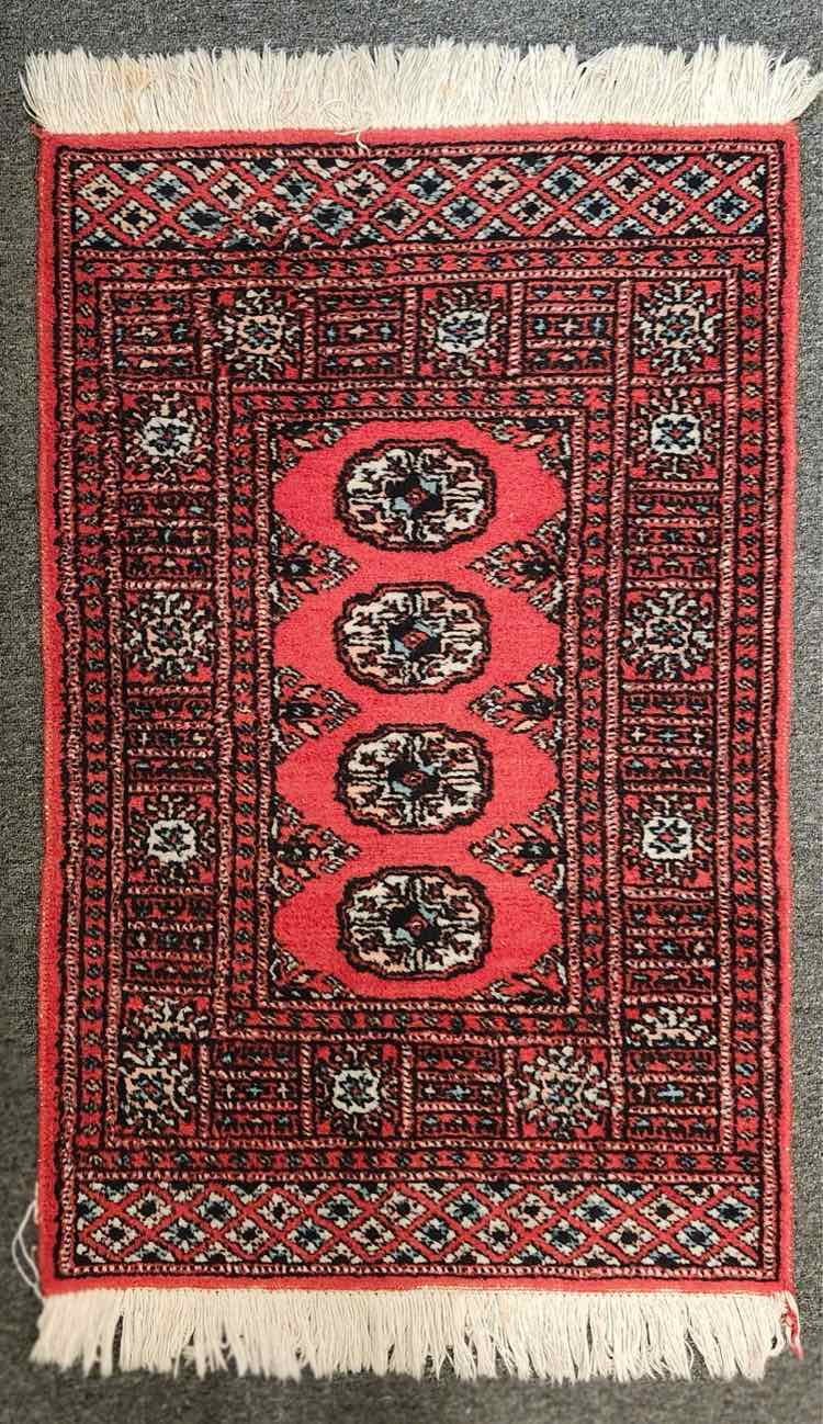 Small Red, Blue, White Bukhara Rug