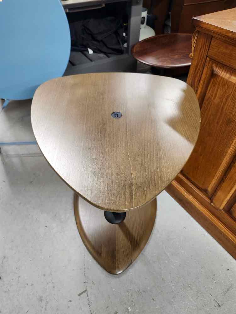 Wooden Triangle End Table w/ Charging Port