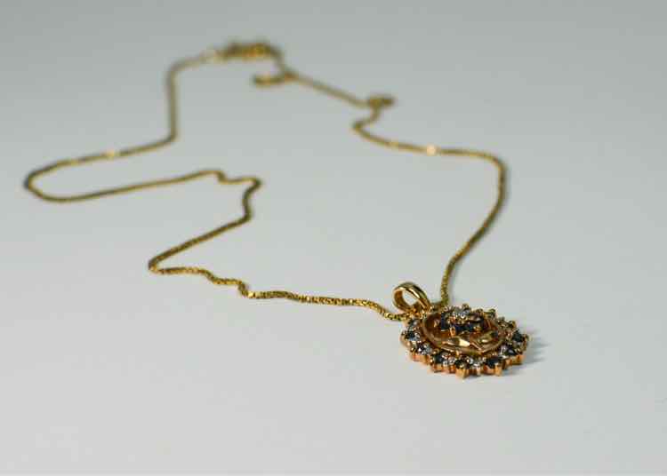 Blue & White Sapphire Flower Necklace