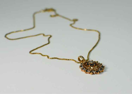 Blue & White Sapphire Flower Necklace