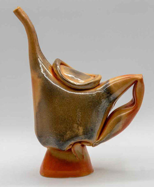Tan & Peach Abstract Teapot by Robert Hessler