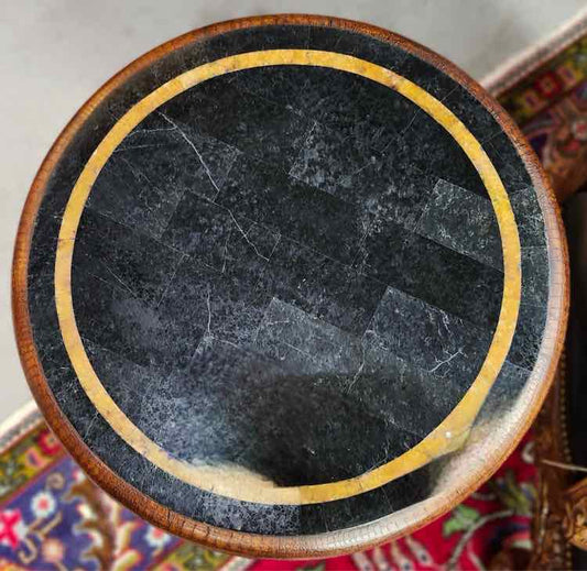 Round Stone Inlaid Occasional Table