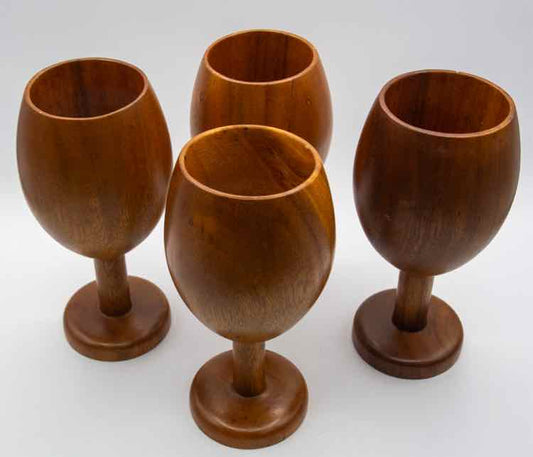 4 Wooden Chalice Cups