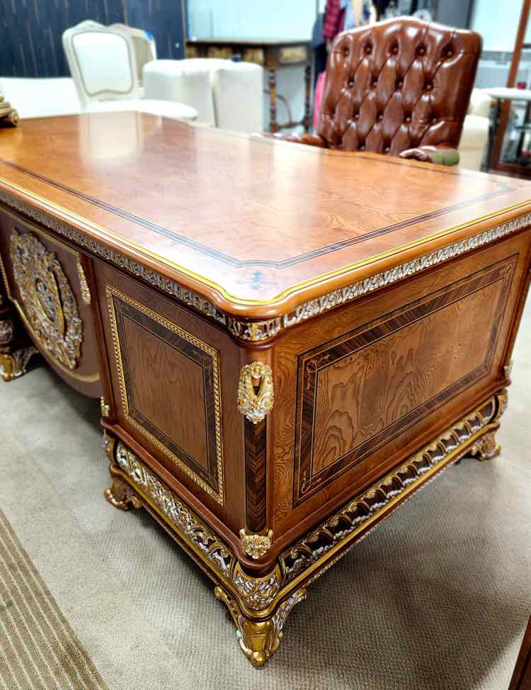 Gold Embellished Executive Desk
