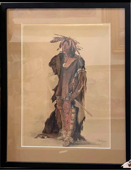 BODNER WATERCOLOR Litho sioux warrior