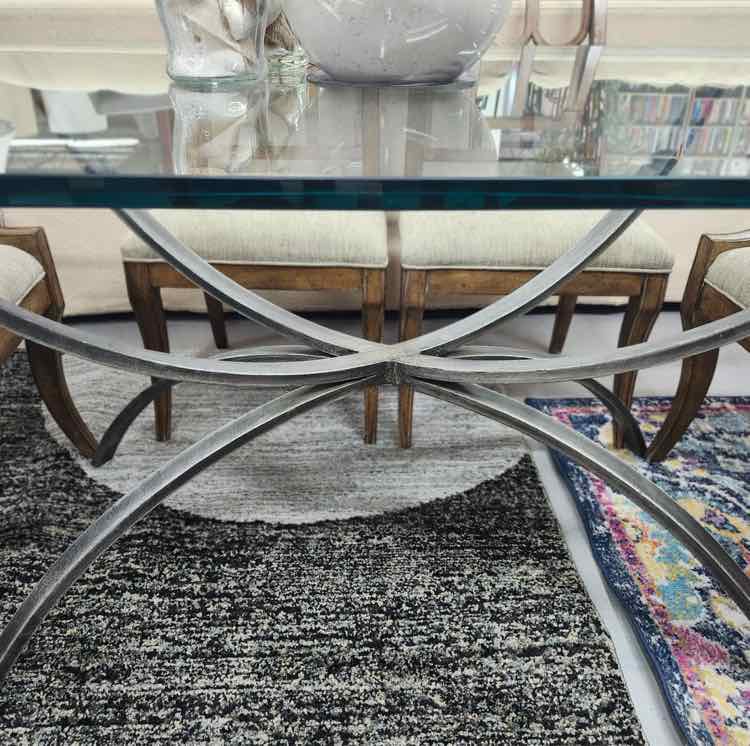Glass Top Table w/Metal Base