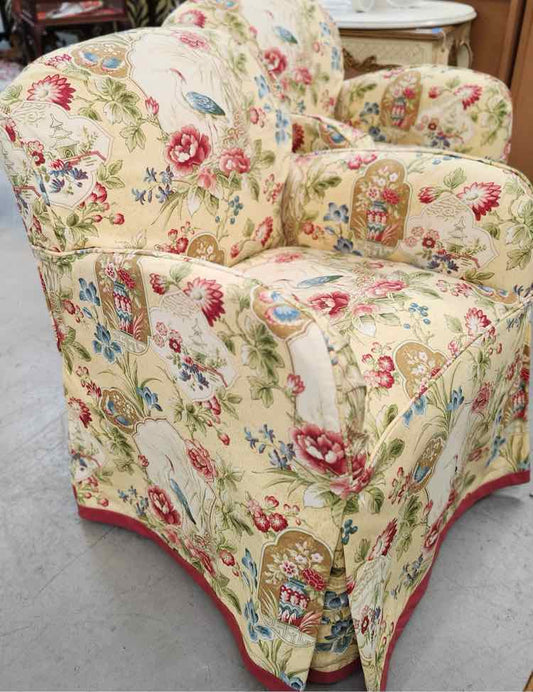 Pair of Lazar Yellow Slip Cover Heron Chairs