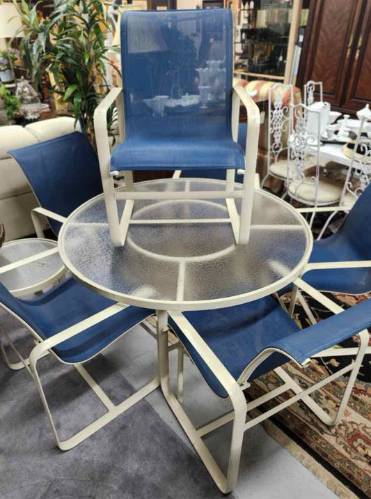 Navy/Tan Outdoor Table w/6 Chairs