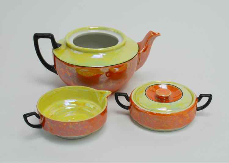 Vtg. Phoenix China Orange Lusterware Stacking Tea Set