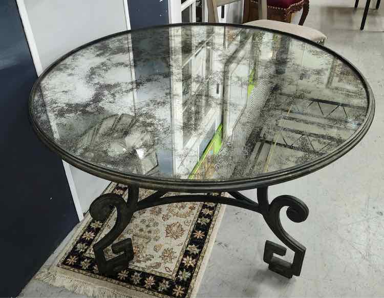 Mercury Glass Greek Key Metal Table