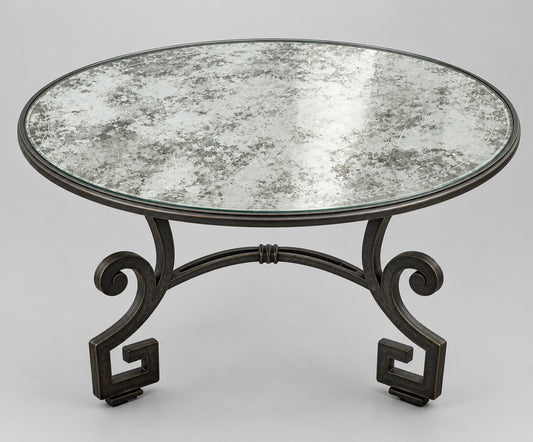 Mercury Glass Greek Key Metal Table
