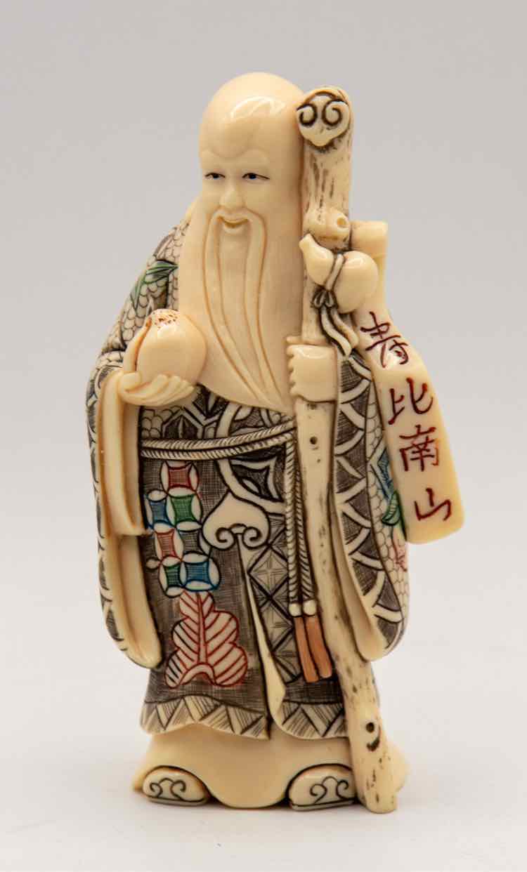 Carved Bone Chinese Sage 5"